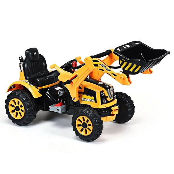 Shop Costway 12v Battery Powered Kids Ride On Excavator Truck With
