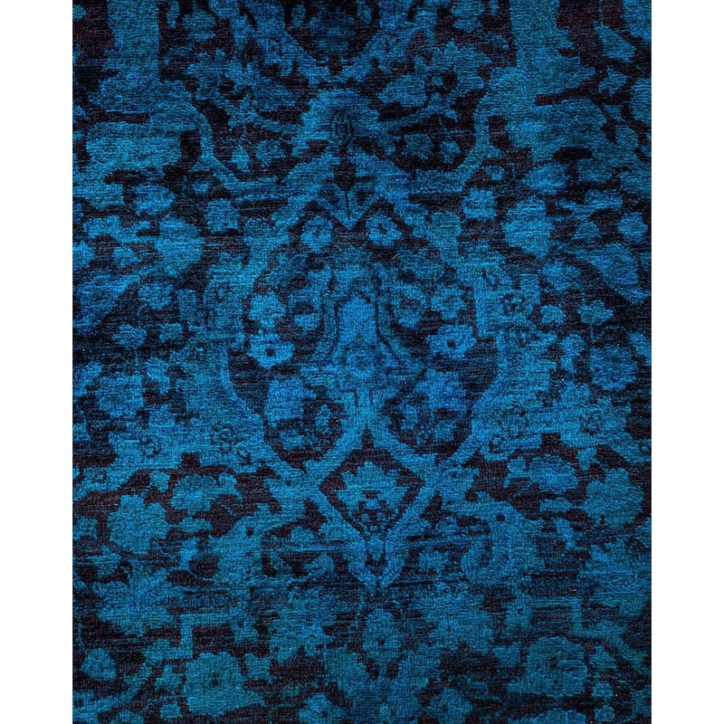 Overton Hand Knotted Wool Vintage Inspired Modern Contemporary Overdyed Blue Area Rug - 10' 2" x 14' 4"