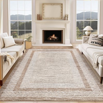 Modern Geometric Area Rugs for Living Room Bordered Rugs Indoor Printed Rug for Bedroom, Office