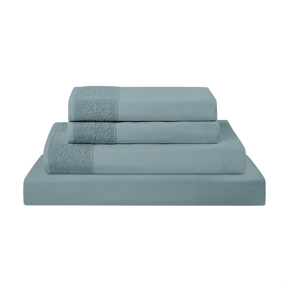 Modern Threads 4-Piece Soft Microfiber Crochet Lace Sheet Set