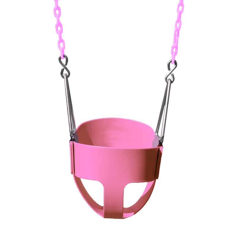 Swing-N-Slide Full Bucket Toddler Swing with Coated Chains - Pink