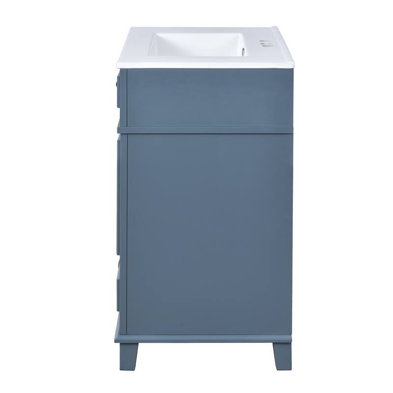 Bathroom Vanity with Resin Sink, Bathroom Cabinet with Soft Closing Doors, Bathroom Vanity Set with Solid Wood Frame