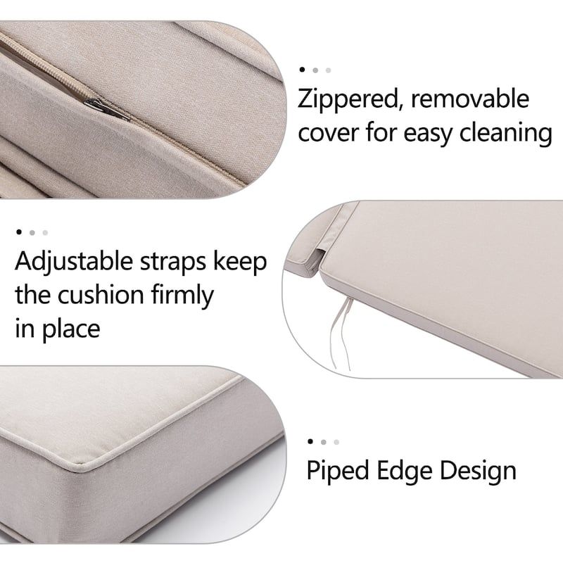 KINWELL Set of 2 Extra Thick Outdoor Chaise Lounge Cushions (5-inch Thick)
