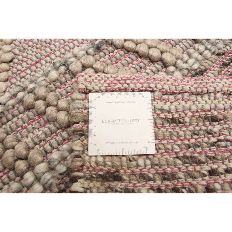 ECARPETGALLERY Braid weave Sienna Khaki Wool Rug - 6'1 x 9'0