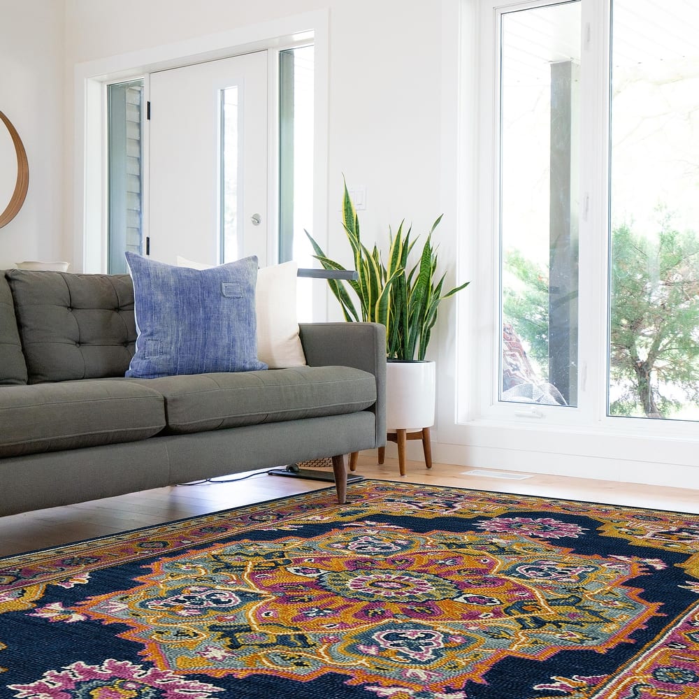 Leif Boho Chic Medallion Hand-Tufted Wool Area Rug