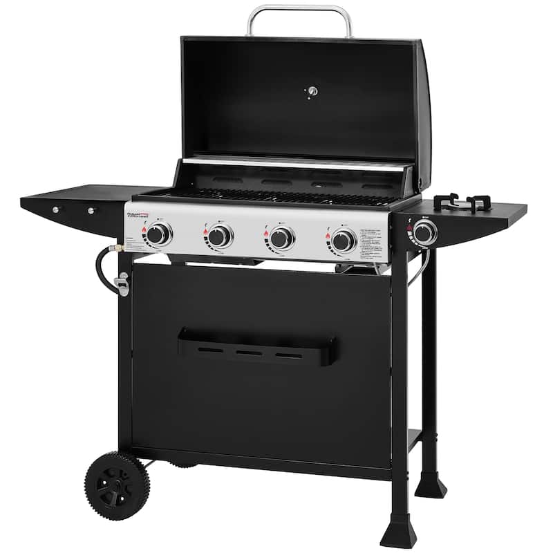 Royal Gourmet 4-Burner Gas Grill with Side Burner&Front Spice Rack