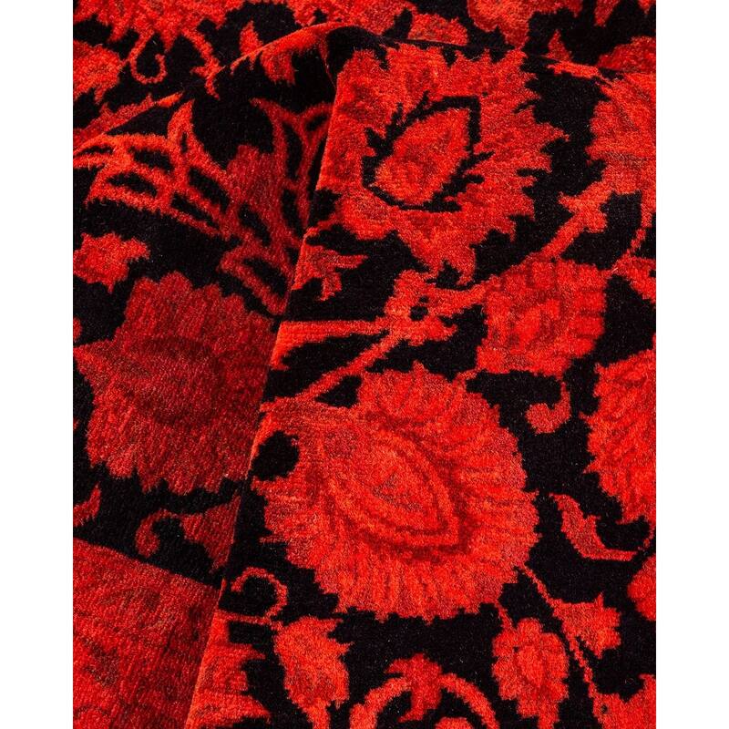 Overton Hand Knotted Wool Vintage Inspired Modern Contemporary Overdyed Orange Area Rug - 3' 2" x 5' 1"
