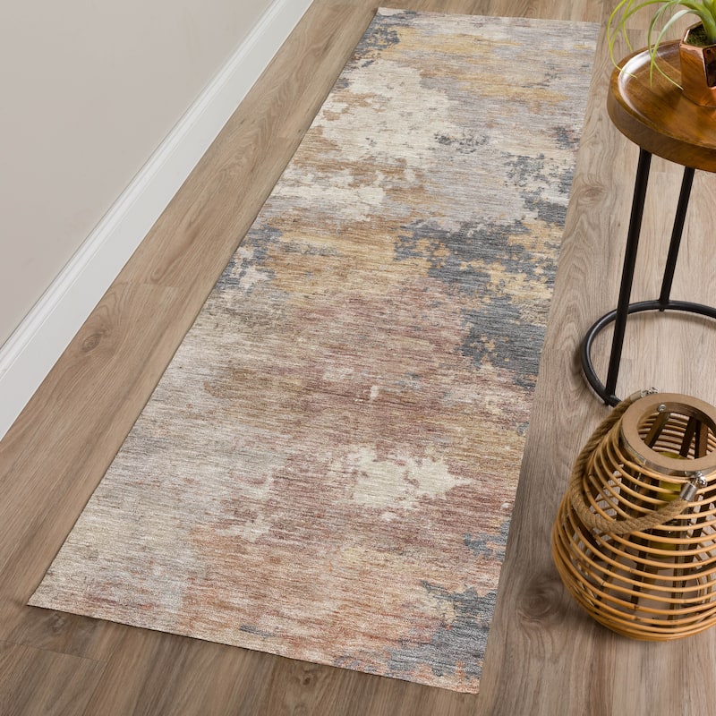 Machine Washable Indoor/ Outdoor Modern Contemporary Chantille Rug