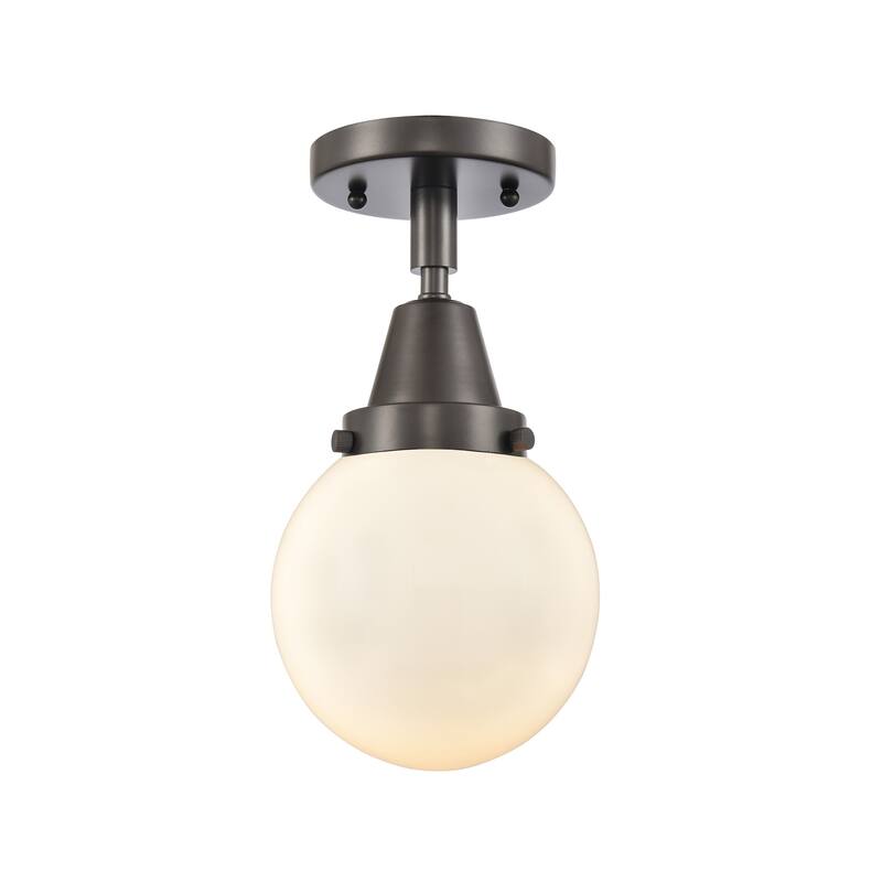 Innovations Lighting 447-1C-11-6 Beacon Flush Mount Beacon 6" Wide - Oil Rubbed Bronze / Matte White