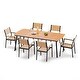 preview thumbnail 7 of 27, 7-piece Patio Dining Set Outdoor Rectangular Table with Umbrella Hole, Stackable Chairs