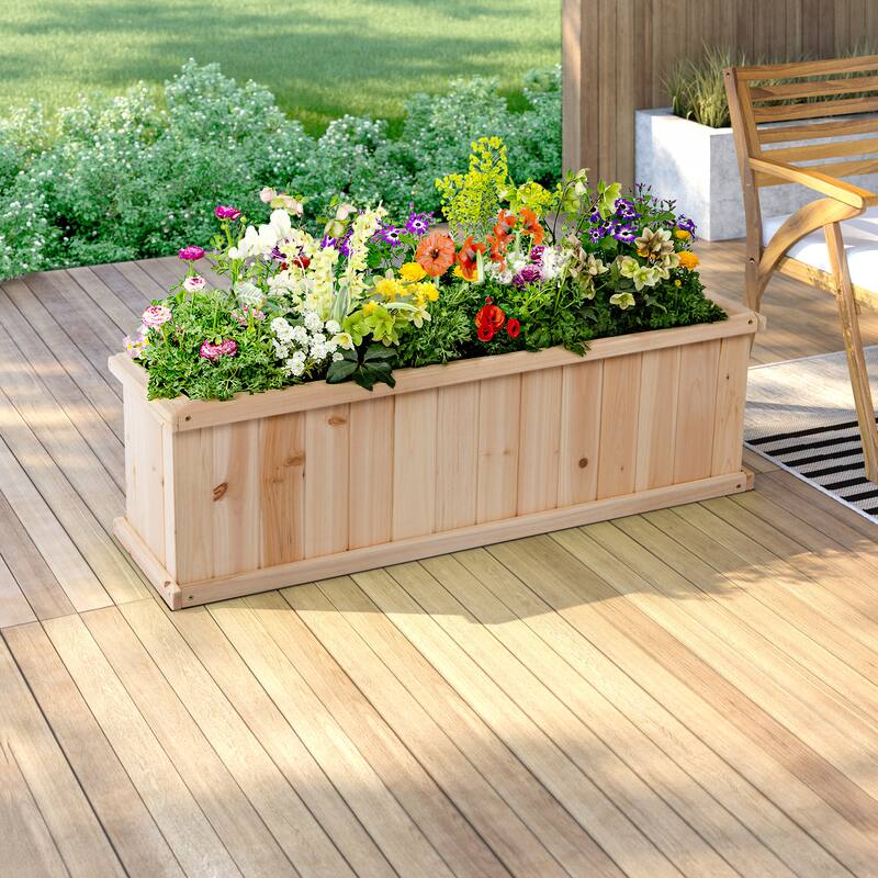 BloomBox Wooden Raised Garden Bed Backyard Patio for Herbs, Flowers, Vegetables with Drainage Holes