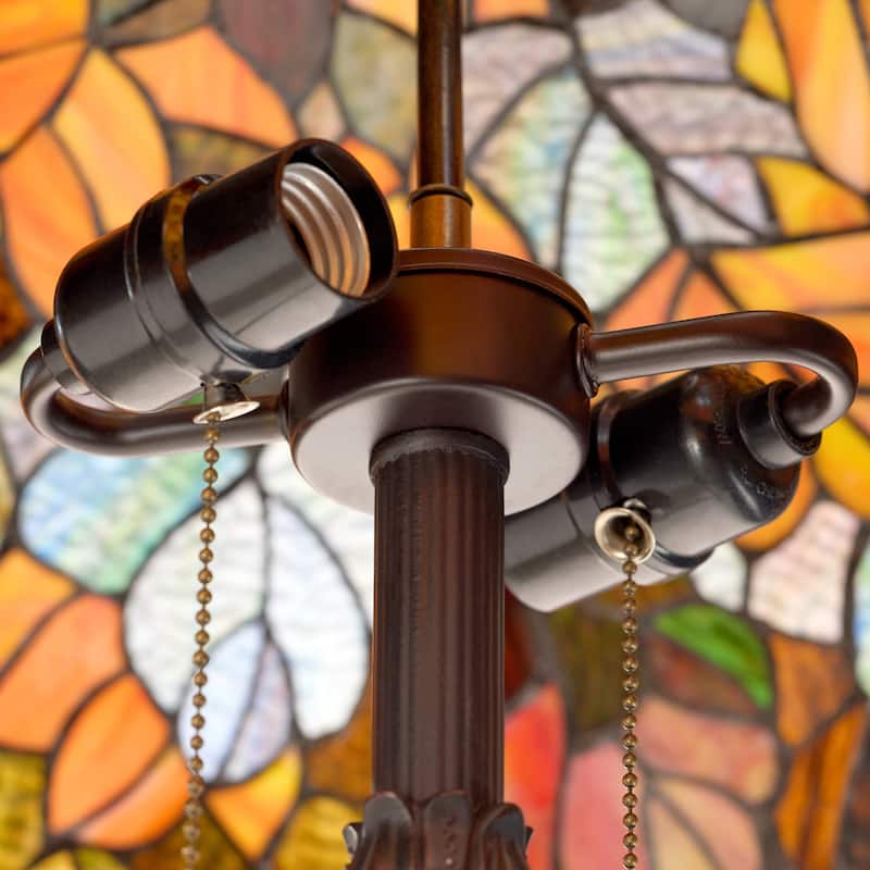 Emily River of Goods Autumn Leaves Stained Glass 62-Inch Floor Lamp - 18" x 18" x 62"