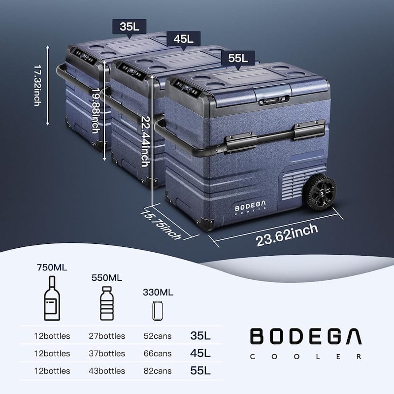 BODEGA Car Refrigerator,Dual Zone Cooler,Temp Independent,APP Control