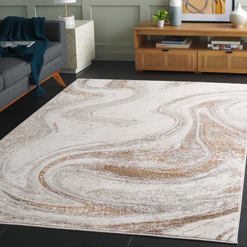 SAFAVIEH Orchard Evelena Vintage Rug - 6'7" Square - Grey/Gold