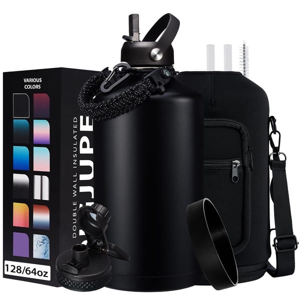 128OZ Insulated Water-Bottles with Strap, 1 Gallon Water Jug w/Straw &  Spout Lid, Stainless Steel Water Bottle, Cold-48h Hot-24h - Bed Bath &  Beyond - 39701240