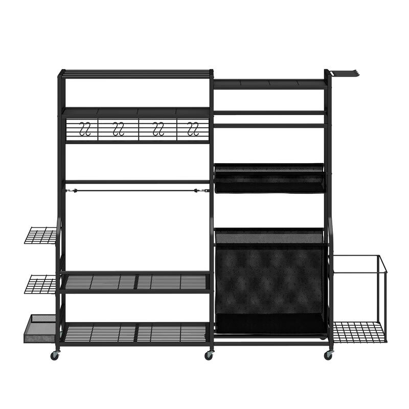 Moasis Sports Equipment Organizer, 3 Golf Bag Storage Stand with Lockable Wheels