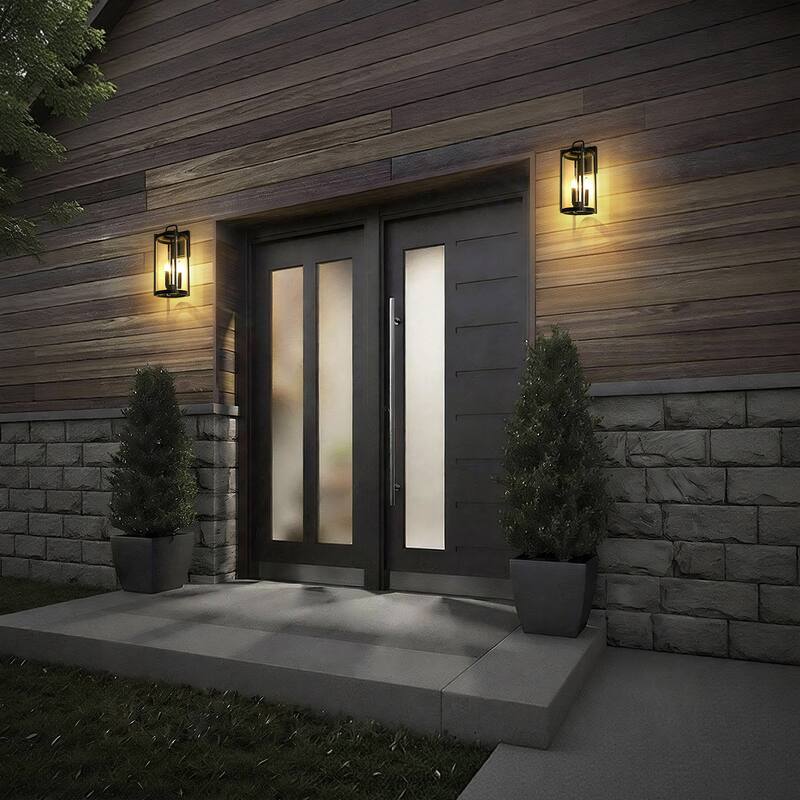 Matte Black Farmhouse Outdoor Wall Lantern Sconce - 3 Variants (11in 1-Light/14in 1-Light/17in 3-Light), Clear Glass, Wet Rated