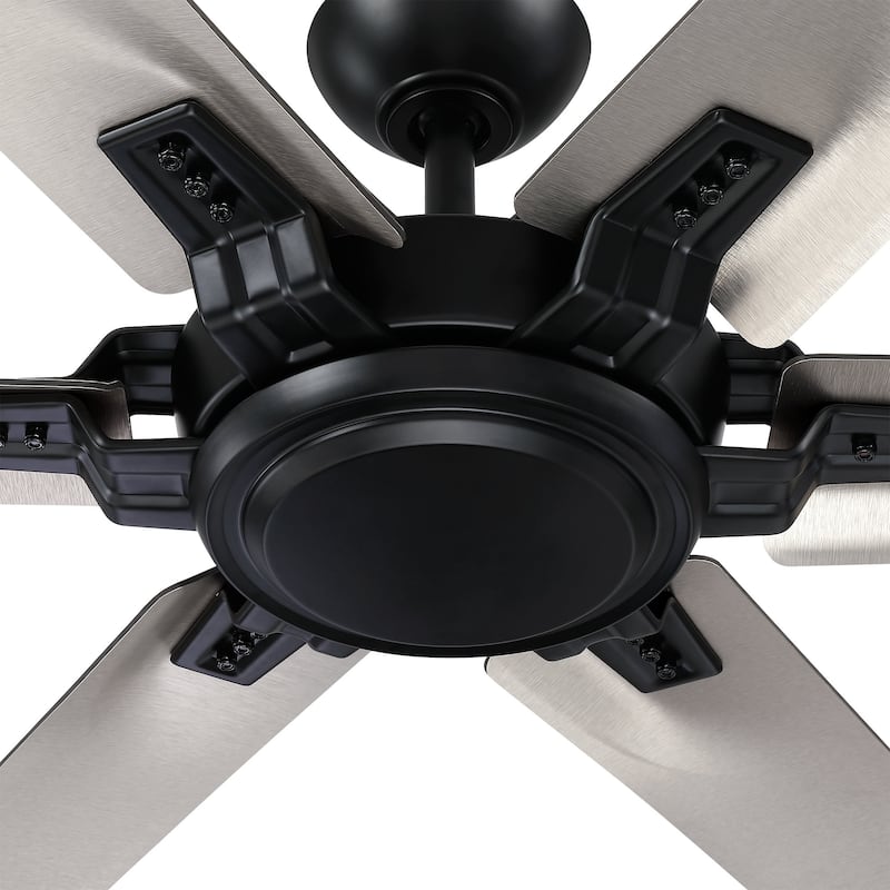 70" Modern Aluminum 6-Blade Black Large Windmill Ceiling Fan without Light - 70 in. D x 70 in. W x 13 in. H