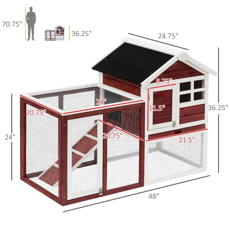 Durable Bunny Hutch for Indoor and Outdoor Use - 48" L x 24.75" W x 36.25" H