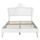 preview thumbnail 9 of 7, White Queen Size Upholstered Bed Frame with LED Lights