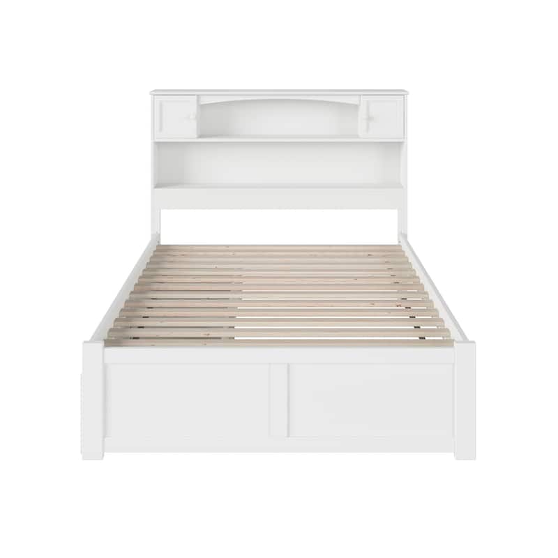 AFI Newport Full Size Platform Bed with Footboard & Storage Drawers in White