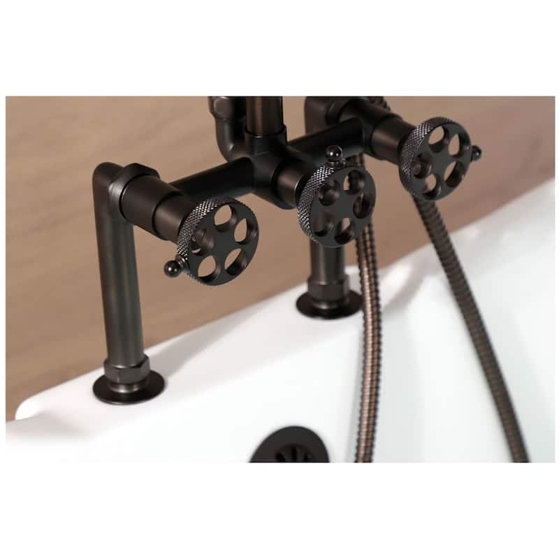 Kingston Brass AE840.RKX Webb Deck Mounted Tub Filler with Built-In