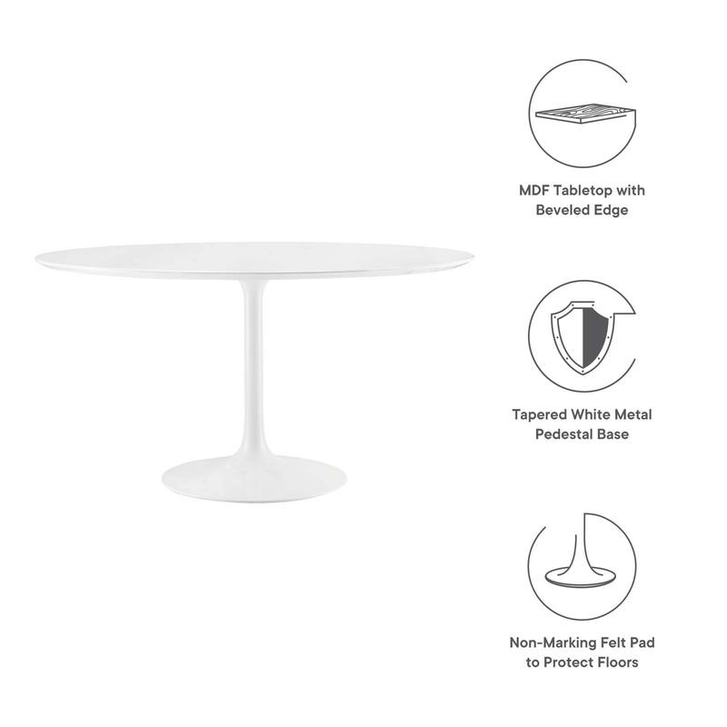 Round Wood Top Dining Table - White