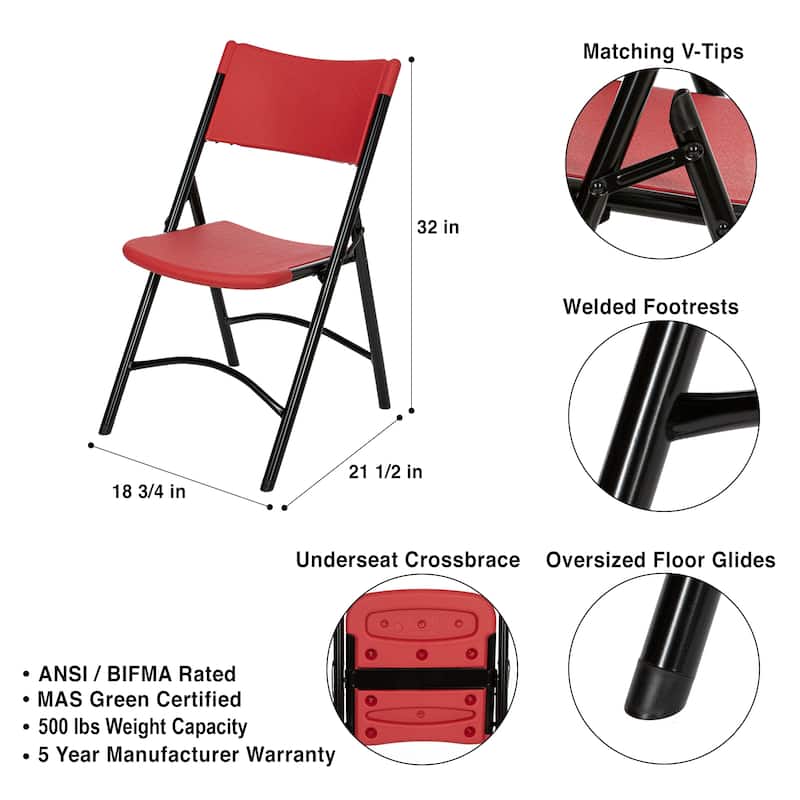 Hampden Furnishings Gwyneth Collection Resin Folding Chair, Pack of 4