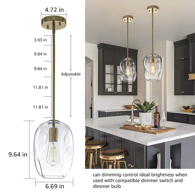Starsky Modern 1-light Abstract Clear Glass Pendant Light - Gold