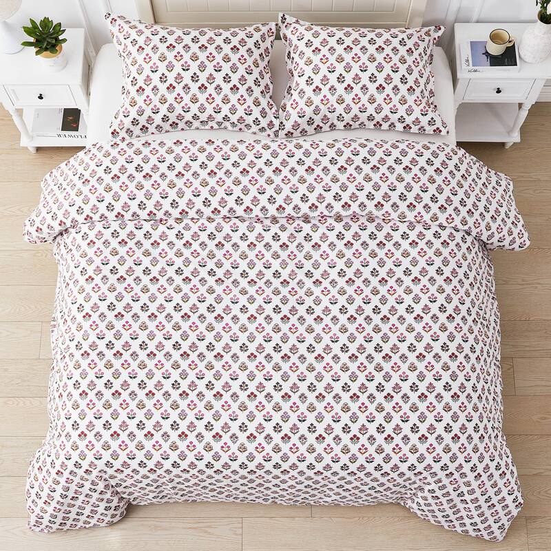 Happy Garden Cotton Duvet Set Multi Rose