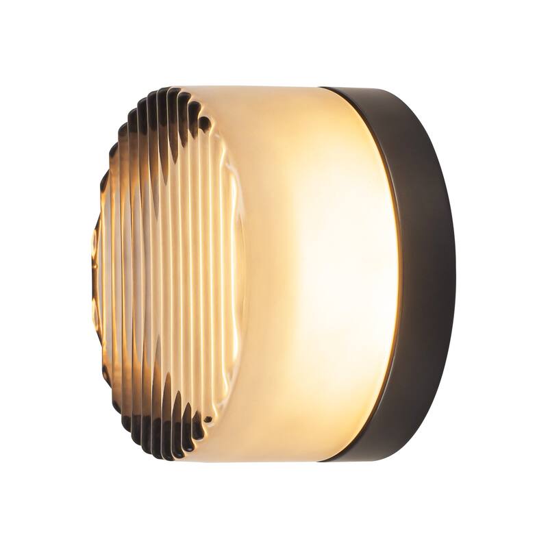 5.1 in. W Modern Dome LED 3000K Bathroom Vanity Light/Flush Mount Light with Gray Glass - 5.1 in. W x 3.54 in. H