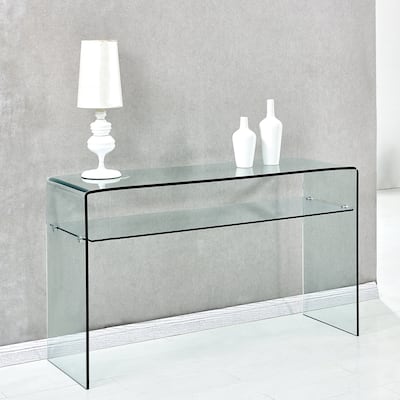 Versatile Transparent Tempered Glass Console Table