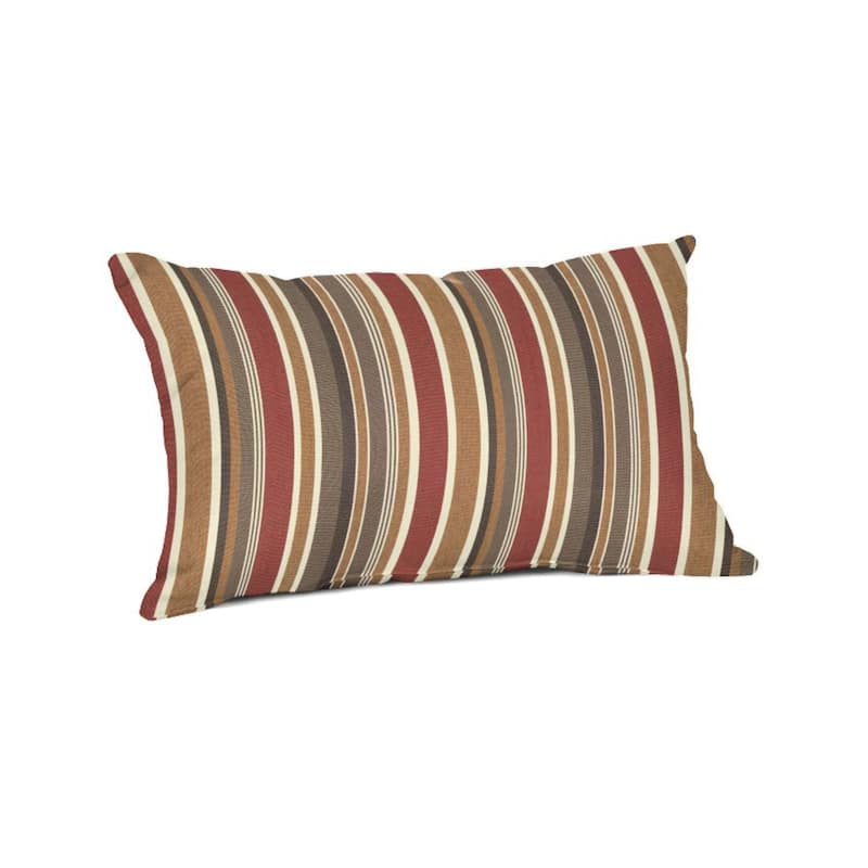 Sunbrella® Stripe Fabric 1-Piece Indoor/Outdoor Lumbar Pillow, 19"W x 12"L, Brannon Redwood - 19"W x 12"L
