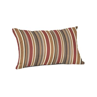 Sunbrella® Stripe Fabric 1-Piece Indoor/Outdoor Lumbar Pillow, 19"W x 12"L, Brannon Redwood - 19"W x 12"L