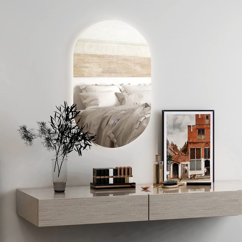 Costway 32'' x 20'' Oval Bathroom Wall Mirror Mounted Makeup Mirror