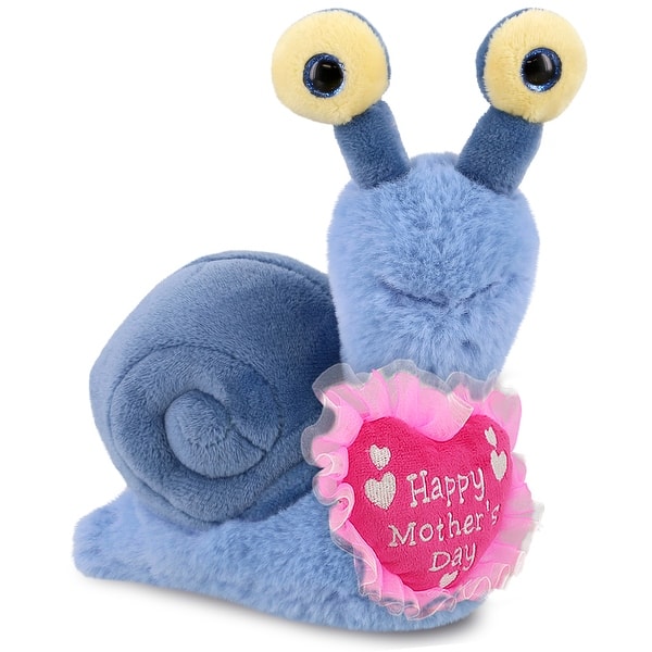 slide 2 of 5, DolliBu Happy Mother’s Day Super Soft Plush Blue Snail With Pink Heart - 5.5 inches