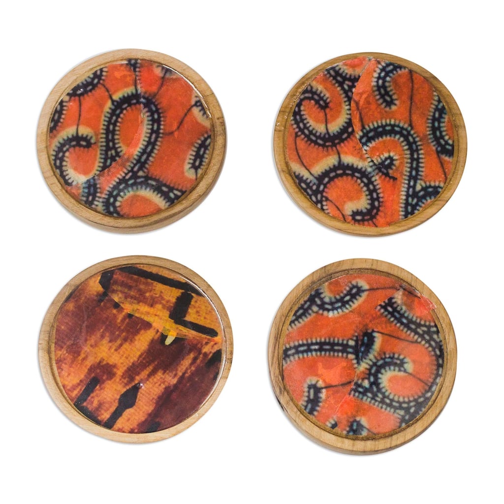 Novica Handmade African Maze Wood Coasters (Set Of 4)