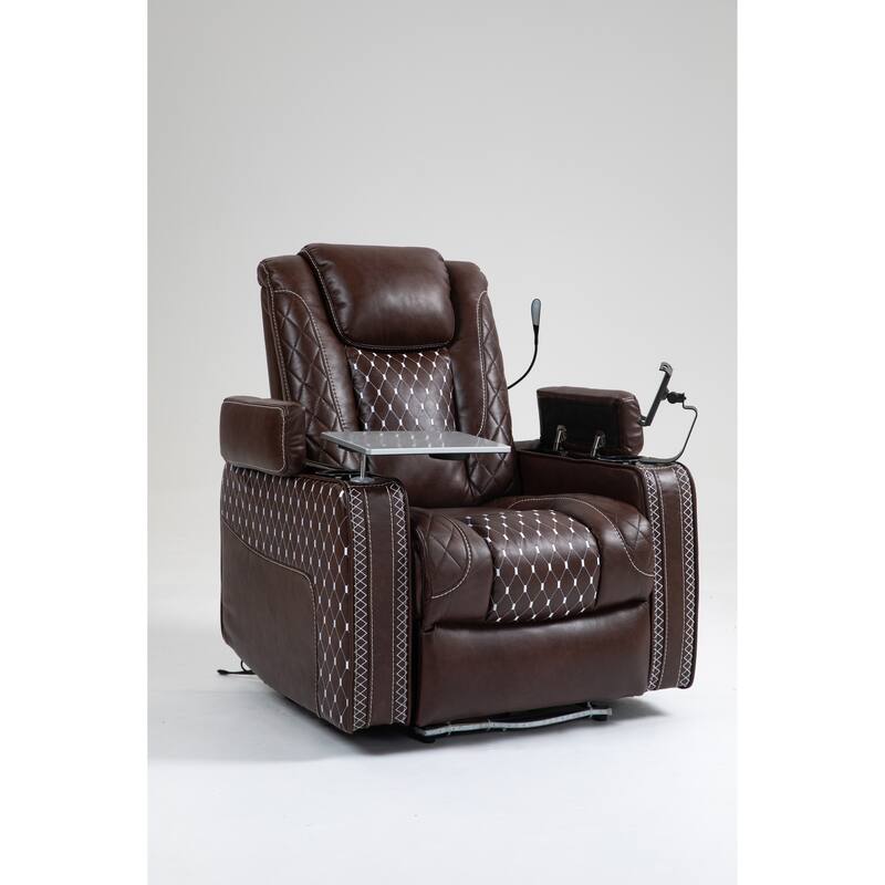 Leather Zero‑Gravity Recliner Chair with Infinite Position, LED & Cup Holders