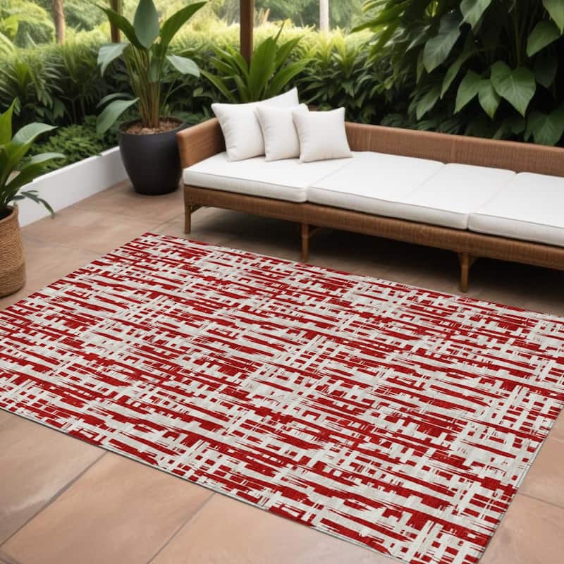 HomeRoots Abstract Transitional Rectangle Outdoor Rug - 10' X 14'