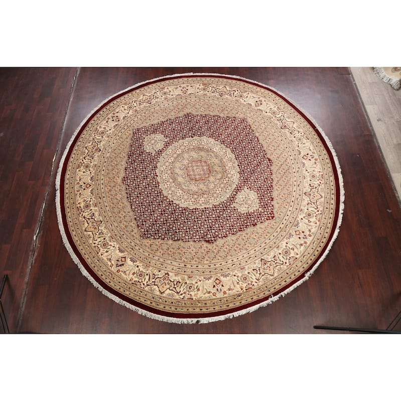 Wool/ Silk Vegetable Dye Oriental Tabriz Mahi Area Rug Handmade Carpet - 10'0" x 10'2" Round