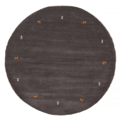 Kashkuli Gabbeh Grey Rug 4'8" x 4'8" - 4'8 x 4'8