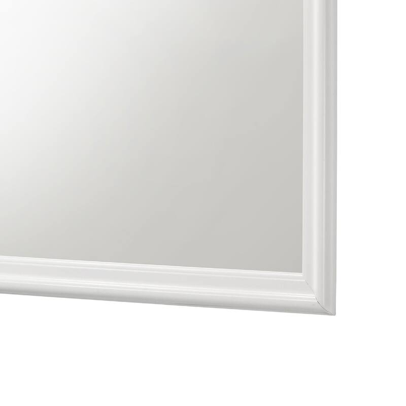 Nim Rectangular Dresser Mirror, Molded Trim Frame, 38 Inch White Wood