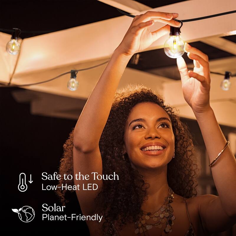 Brightech Ambience Pro 12-Light 27 ft. Outdoor Solar 1W 2700k LED G45 Globe Bulb String-Light