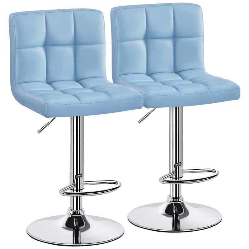 Yaheetech 2pcs Adjustable Modern Faux Leather Swivel Bar Chairs - Blue