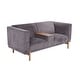 preview thumbnail 8 of 7, Velvet Upholstered and Oak Wood Sofa with Middle Console Storage