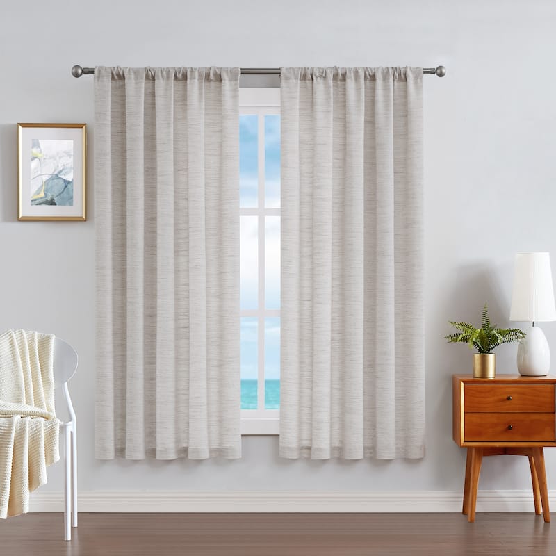 Nautica Light Filtering Textured Extra Wide Curtains (Set of 2) - 54" x 63" - Natural