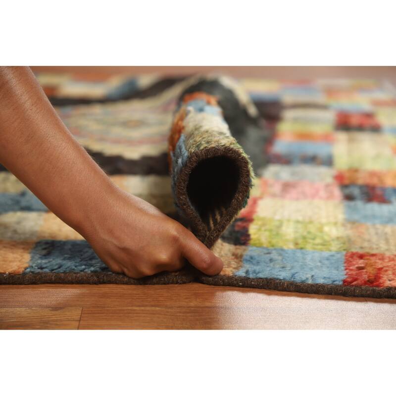 Checkered Moroccan Oriental Area Rug Handmade Wool Carpet - 6'0" x 7'8"