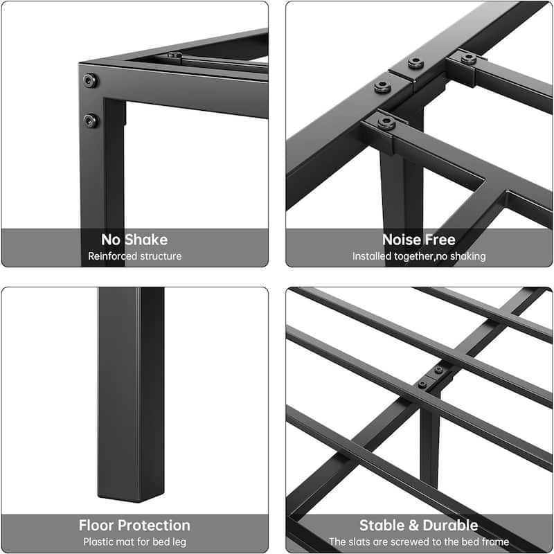 Bed Frame No Box Spring Needed Metal Platform Bed 8"