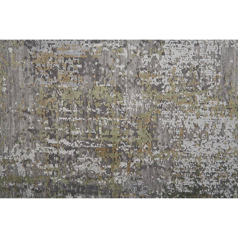 Lindstra Gradient Abstract Area Rug, Olive Gray/Jade Green