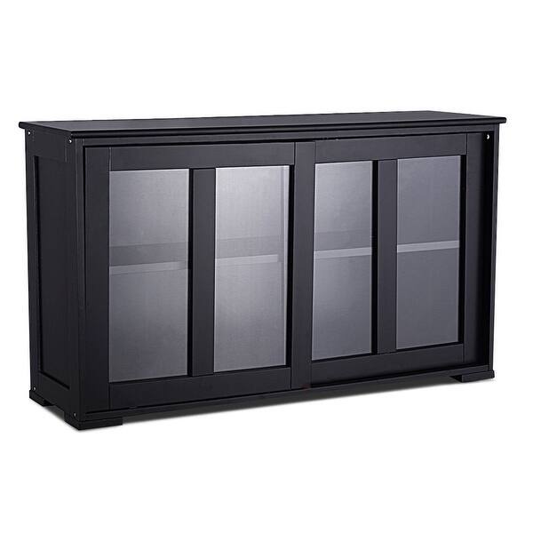 Shop Costway Storage Cabinet Sideboard Buffet Cupboard Glass